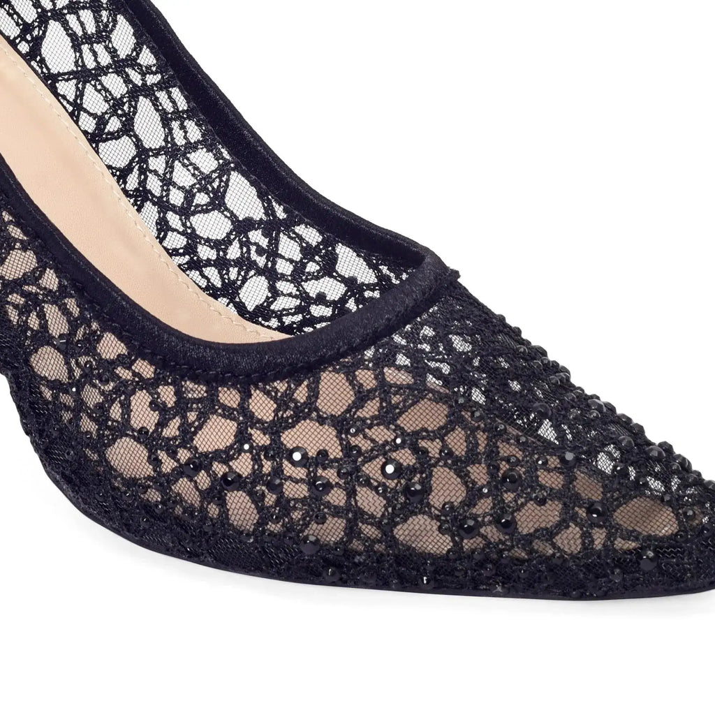 Victoria Lacy Jet Black Party Pumps - Lino Perros