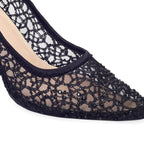 Victoria Lacy Jet Black Party Pumps - Lino Perros