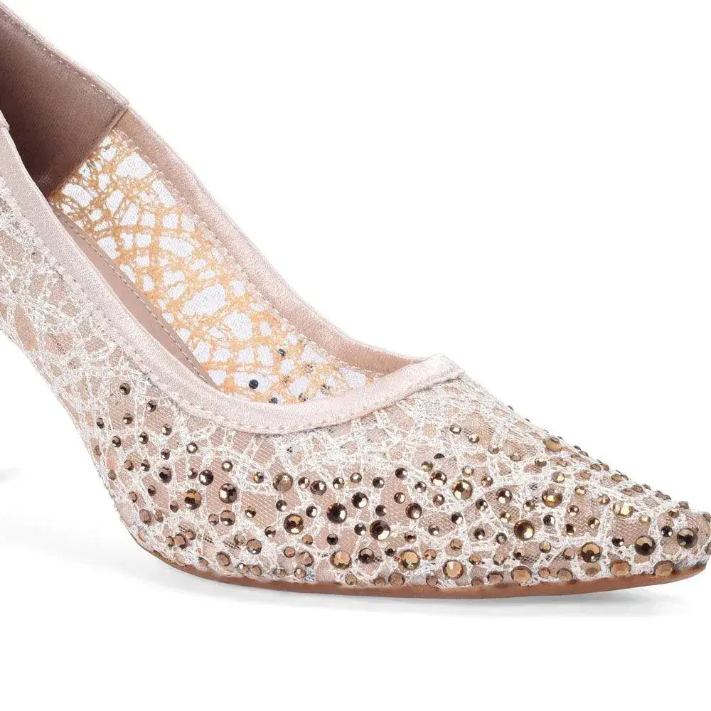 Victoria Lacy Light Gold Party Pumps - Lino Perros