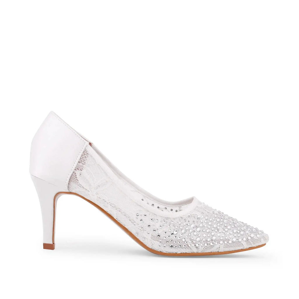 Victoria Lacy White Party Pumps - Lino Perros