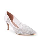 Victoria Lacy White Party Pumps - Lino Perros