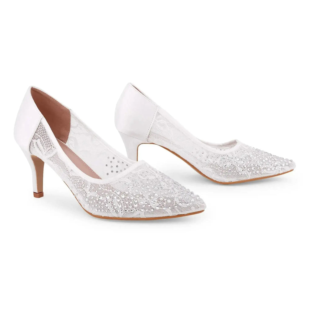 Victoria Lacy White Party Pumps - Lino Perros