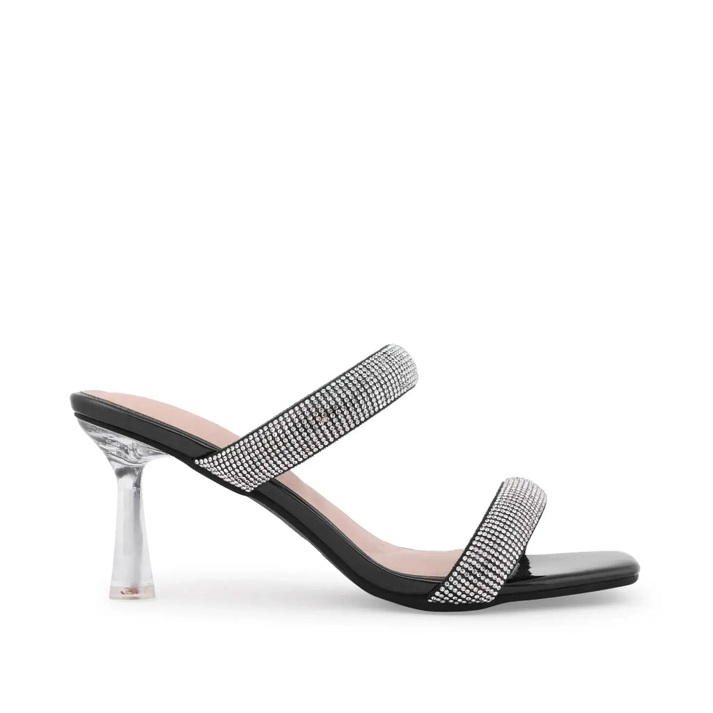 Victoria Rhinestone Embellished Black Stilettos - Lino Perros