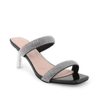 Victoria Rhinestone Embellished Black Stilettos - Lino Perros