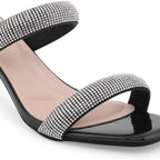 Victoria Rhinestone Embellished Black Stilettos - Lino Perros