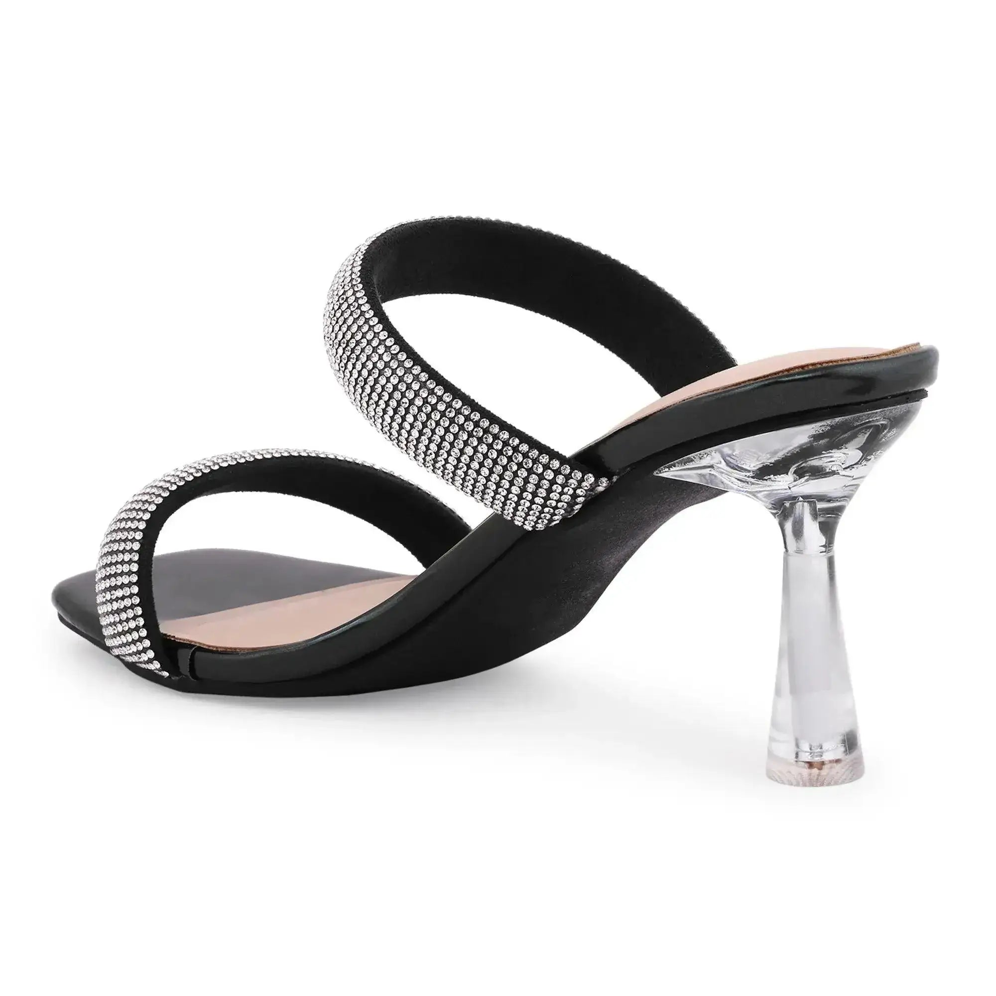 Victoria Rhinestone Embellished Black Stilettos - Lino Perros