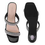 Victoria Rhinestone Embellished Black Stilettos - Lino Perros