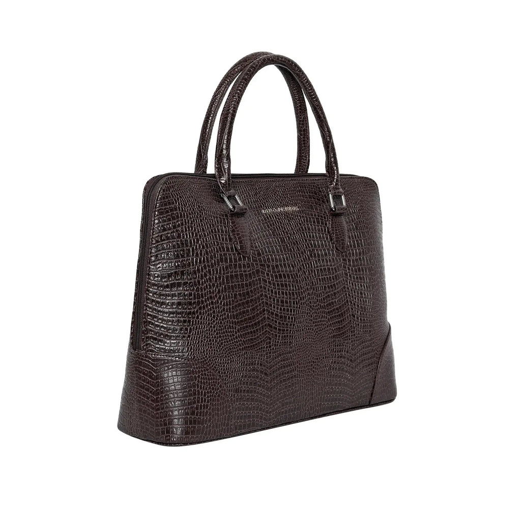 Voyage Organizer Brown Croco Laptop Bag - Lino Perros