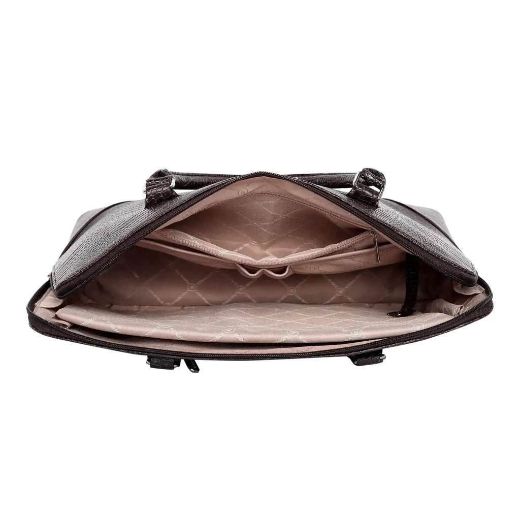 Voyage Organizer Brown Croco Laptop Bag - Lino Perros