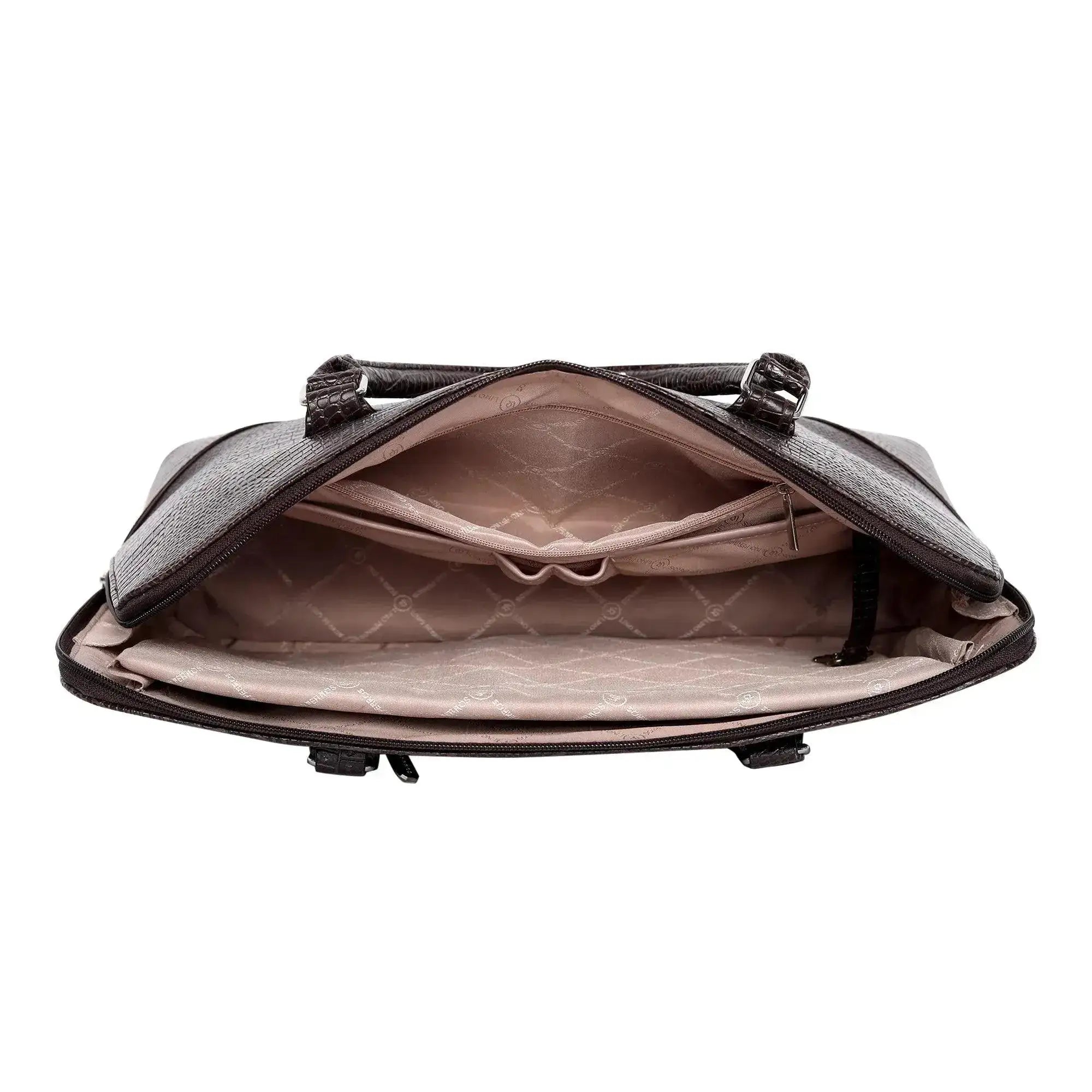 Voyage Organizer Brown Croco Laptop Bag - Lino Perros
