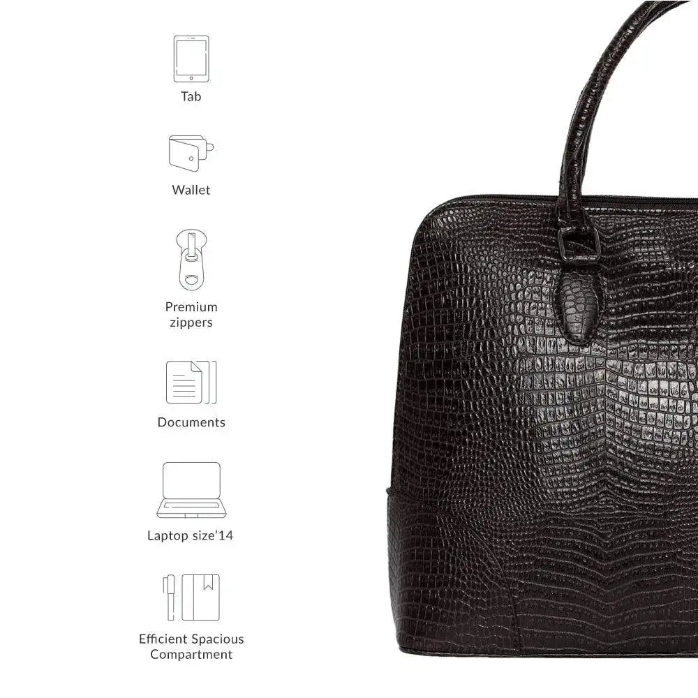 Voyage Organizer Brown Croco Laptop Bag - Lino Perros
