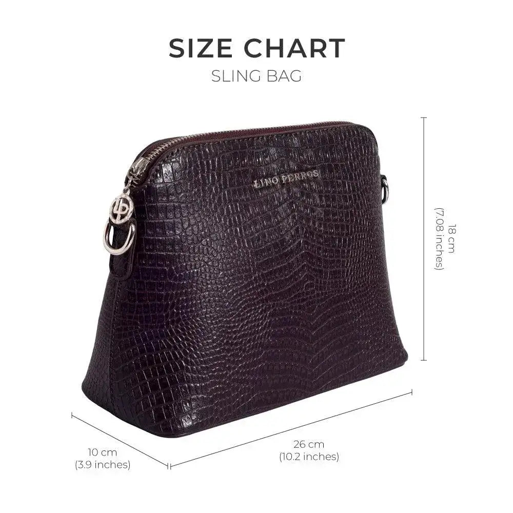 Voyage Pouch Croco Brown Sling Bag - Lino Perros