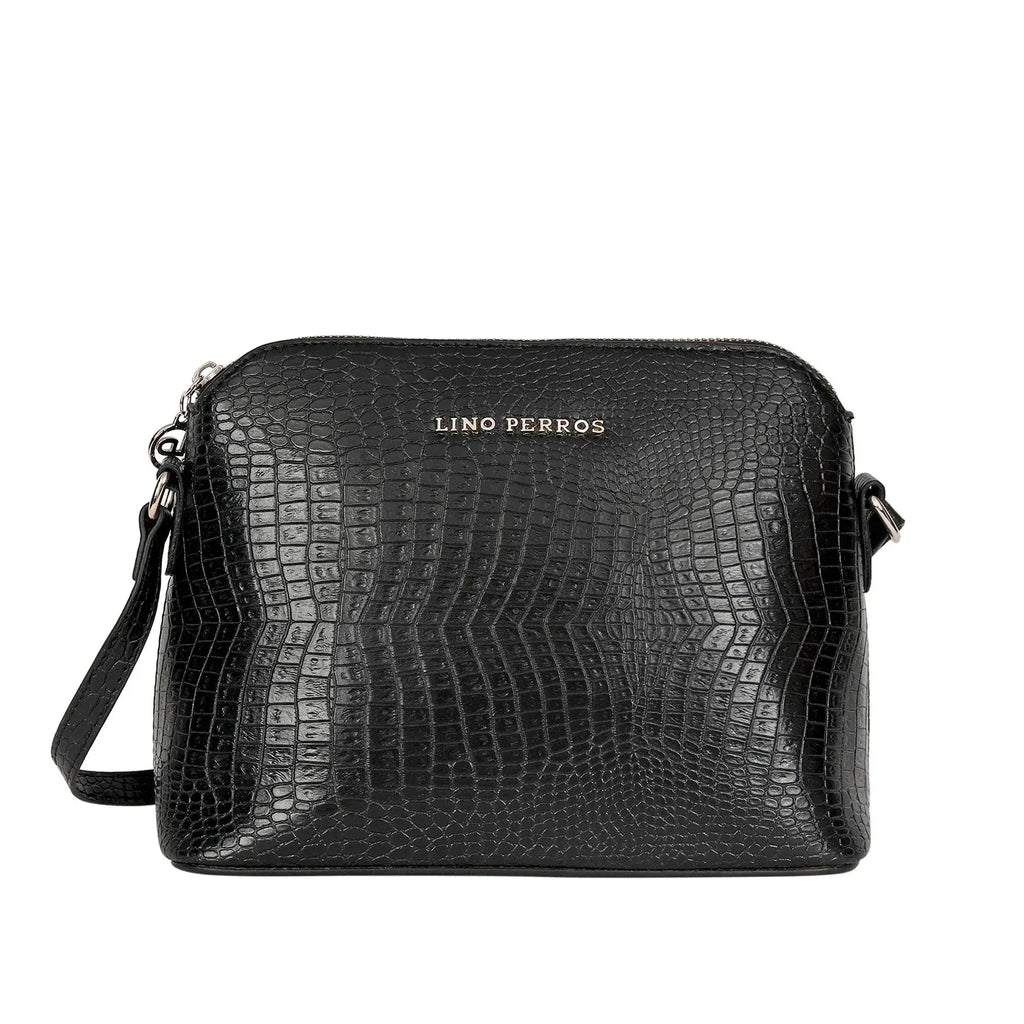 Voyage Pouch Croco Black Sling Bag - Lino Perros
