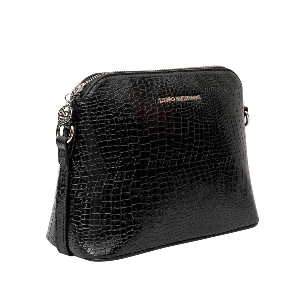 Voyage Pouch Croco Black Sling Bag - Lino Perros