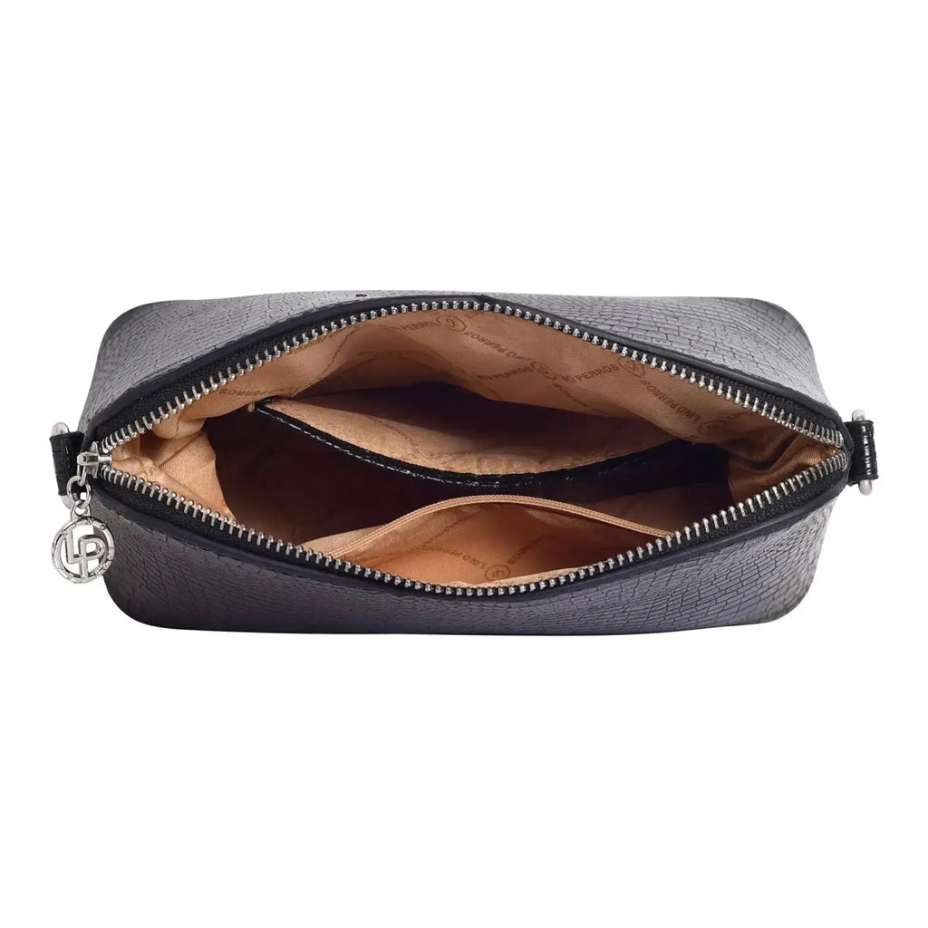Voyage Pouch Croco Black Sling Bag - Lino Perros