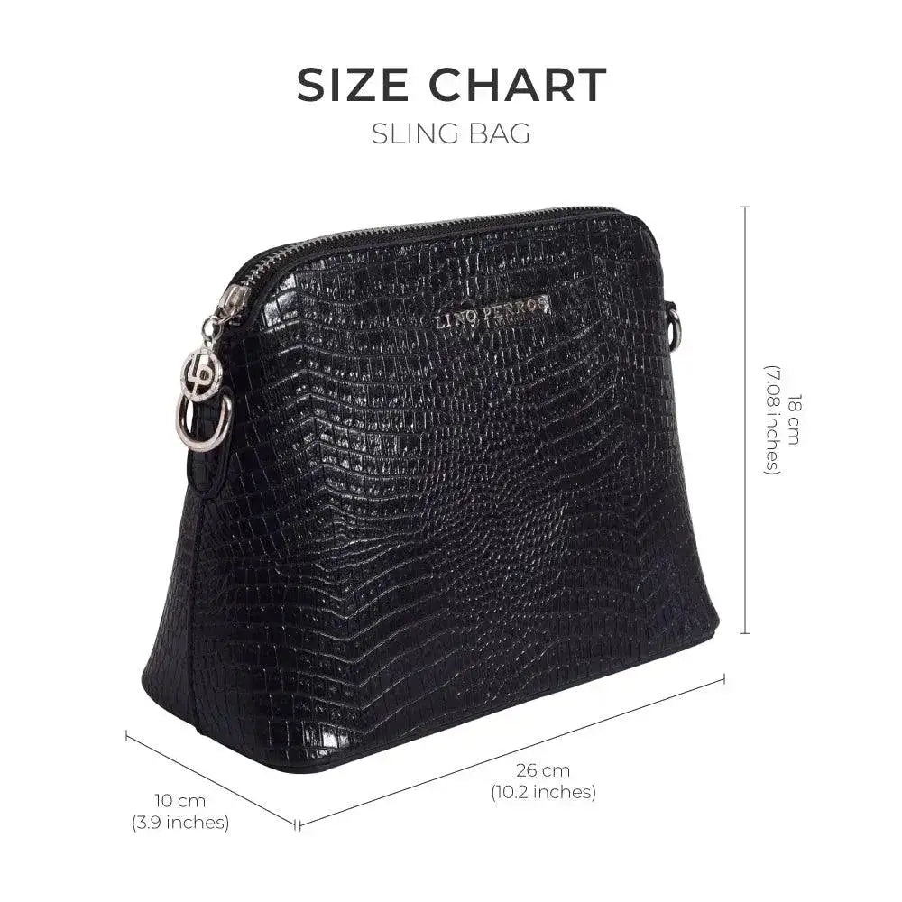 Voyage Pouch Croco Black Sling Bag - Lino Perros
