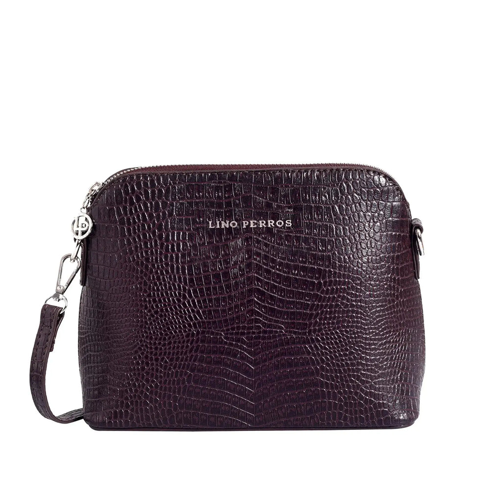 Voyage Pouch Croco Brown Sling Bag - Lino Perros