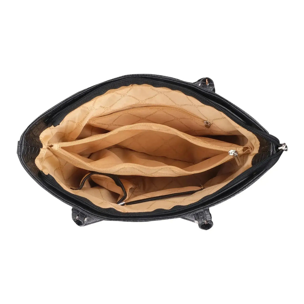 Voyage Rome Croco Black Satchel Bag - Lino Perros