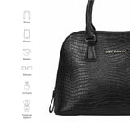 Voyage Rome Croco Black Satchel Bag - Lino Perros