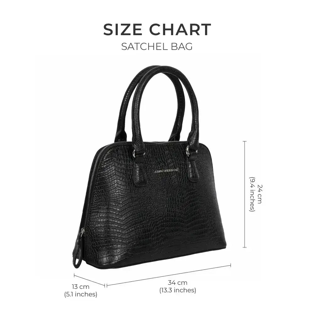 Voyage Rome Croco Black Satchel Bag - Lino Perros
