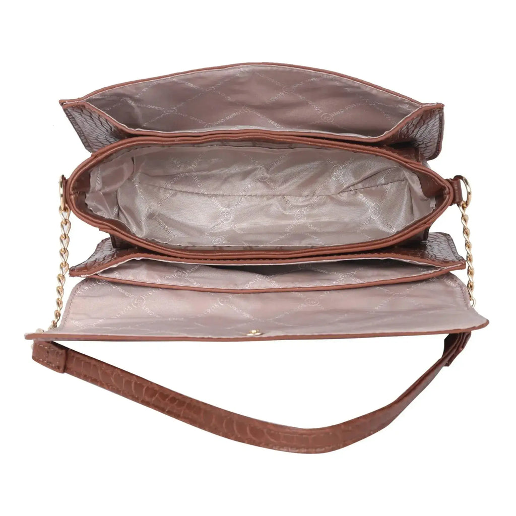 Voyage Tempting Brown Shoulder Bag - Lino Perros