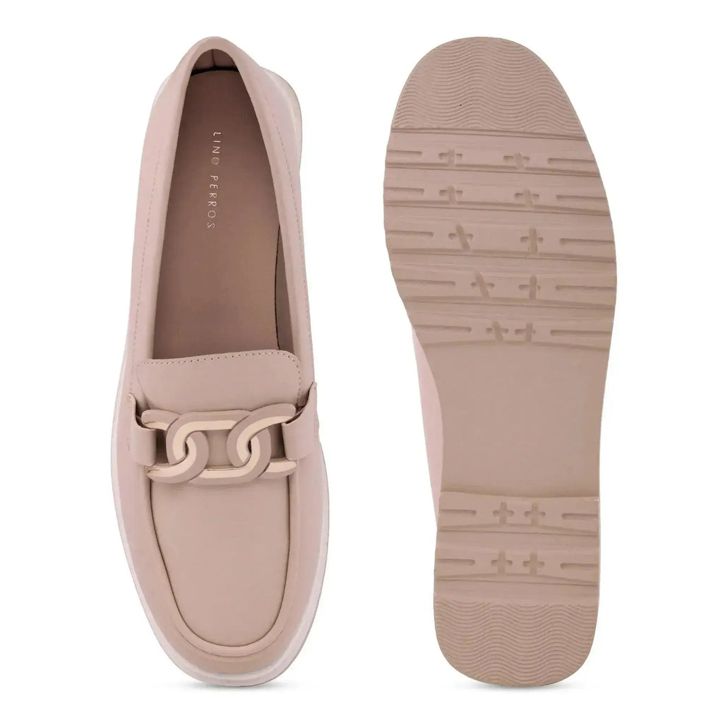Ava Casual Chain Beige Loafers - Lino Perros
