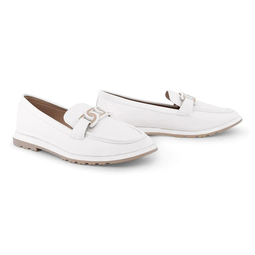 Ava Casual Chain Off White Loafers - Lino Perros