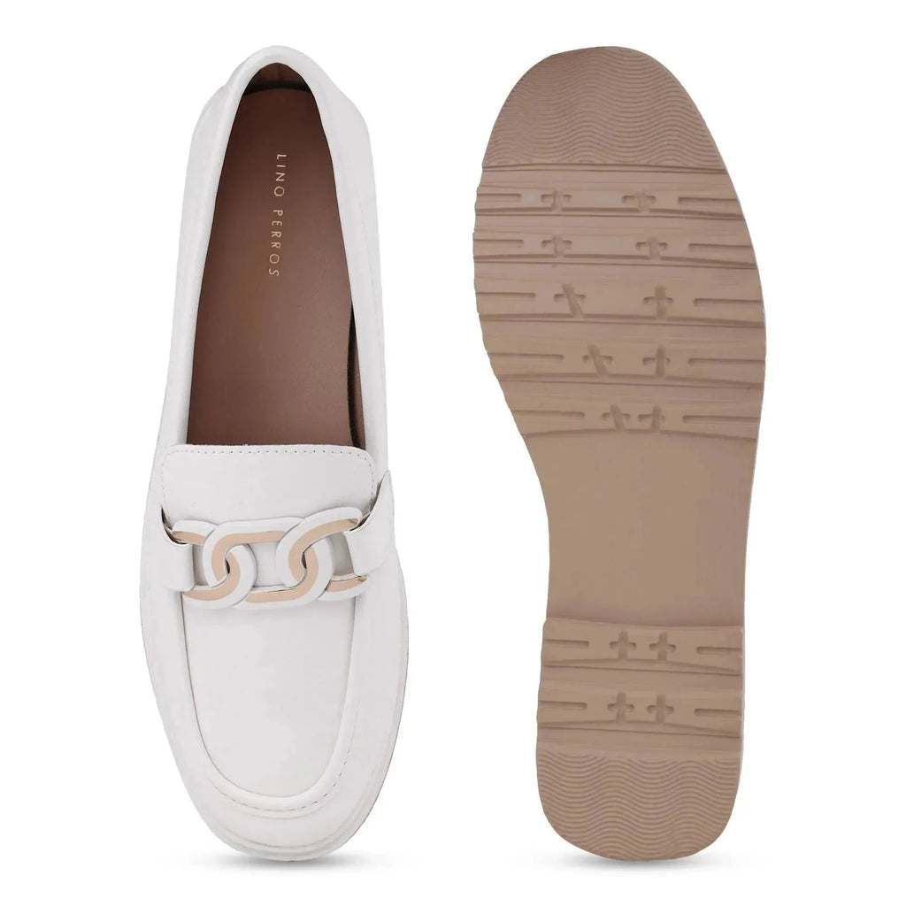 Ava Casual Chain Off White Loafers - Lino Perros